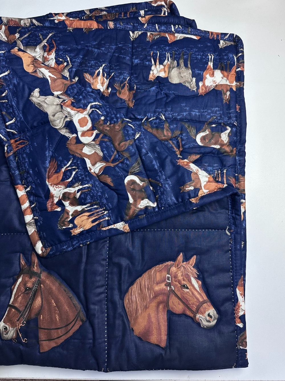 Horse Quilt Throw Blanket Cranston Equestrian Reversible Size 52 x 43 inches